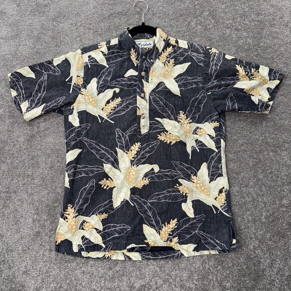 Kahala Hawaii Aloha Shirt S Vintage Floral Banana Leaf Pullover Loop Collar - Picture 1 of 10